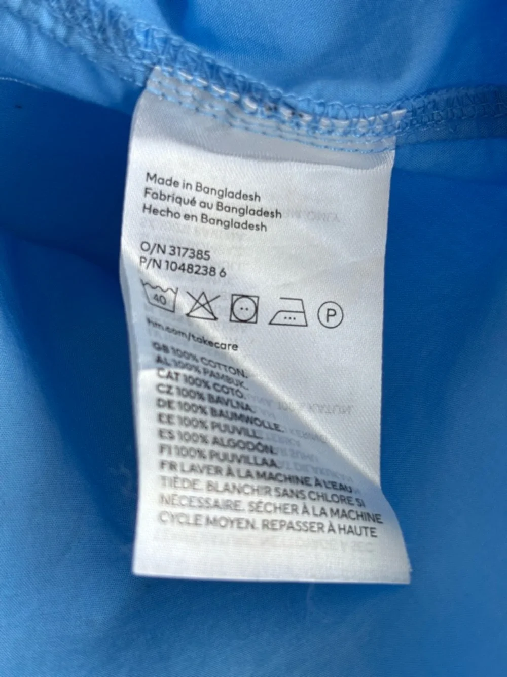 H&M | 100% Cotton Blue Long-Length Button Up Poplin Shirt - Picture 6 of 6
